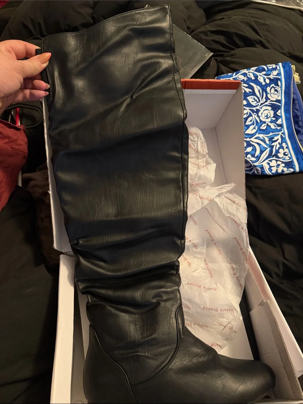 Tall Black Faux Leather Over-the-Knee Boot